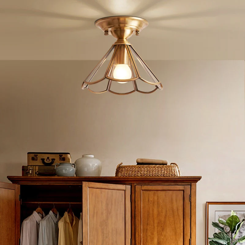 Minimalisme voor inbouwverlichting met één lamp Geschulpte metalen semi-inbouwmontage messing Clearhalo