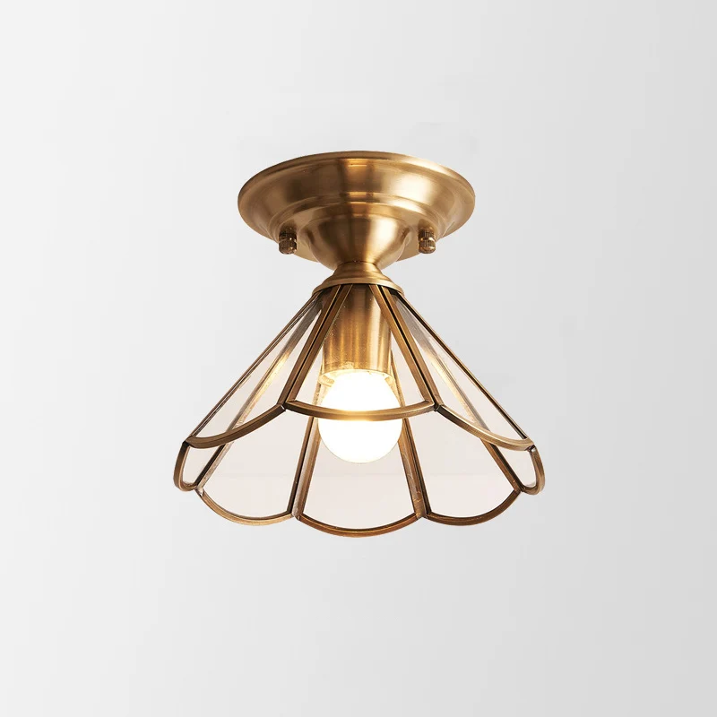 Minimalisme voor inbouwverlichting met één lamp Geschulpte metalen semi-inbouwmontage messing Clearhalo