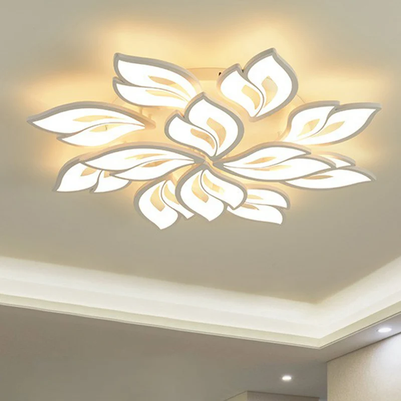 Minimalistisch bloemplafondgemonteerd licht acryl woonkamer LED semi-inbouw wit Clearhalo