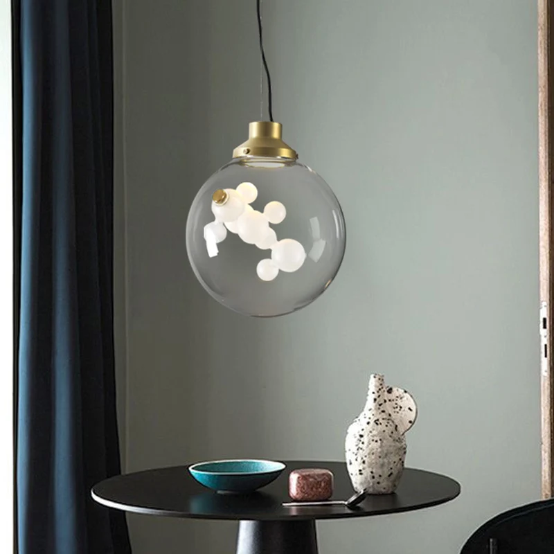 Minimalistisch Creatief 1 Lamp Hanglamp Helder Glas Goud Lange Kegel/Globe Plafondhanger met Binnenbel Decoratie Clearhalo