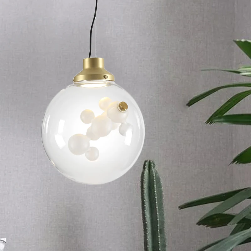 Minimalistisch Creatief 1 Lamp Hanglamp Helder Glas Goud Lange Kegel/Globe Plafondhanger met Binnenbel Decoratie Clearhalo