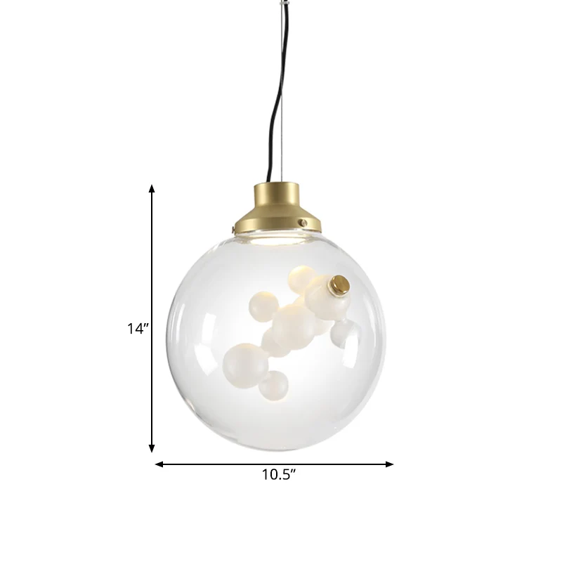 Minimalistisch Creatief 1 Lamp Hanglamp Helder Glas Goud Lange Kegel/Globe Plafondhanger met Binnenbel Decoratie Clearhalo