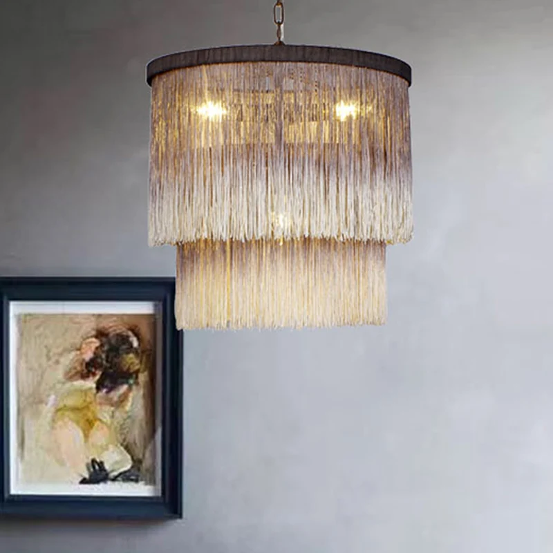 Minimalistische cilindrische hangende kroonluchter stof 4 lampen hanglamp bruin voor slaapkamer Clearhalo