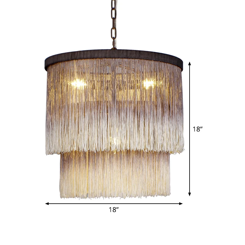 Minimalistische cilindrische hangende kroonluchter stof 4 lampen hanglamp bruin voor slaapkamer Clearhalo