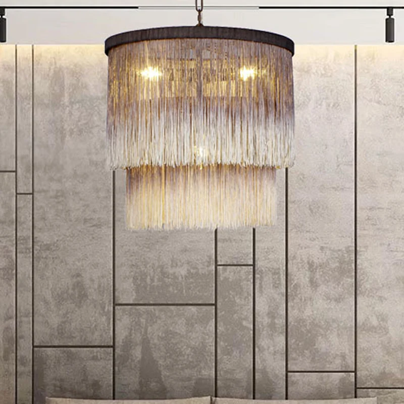Minimalistische cilindrische hangende kroonluchter stof 4 lampen hanglamp bruin voor slaapkamer Clearhalo