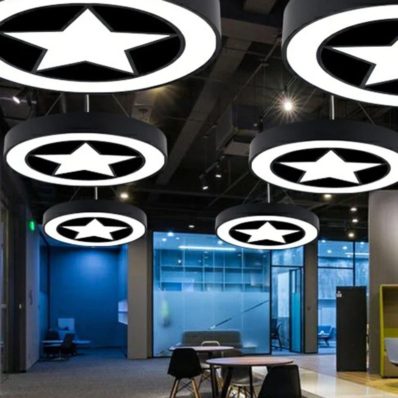 Minimalistische cirkelvormige kroonluchterverlichting Acryl vergaderruimte LED-hanglamp Clearhalo