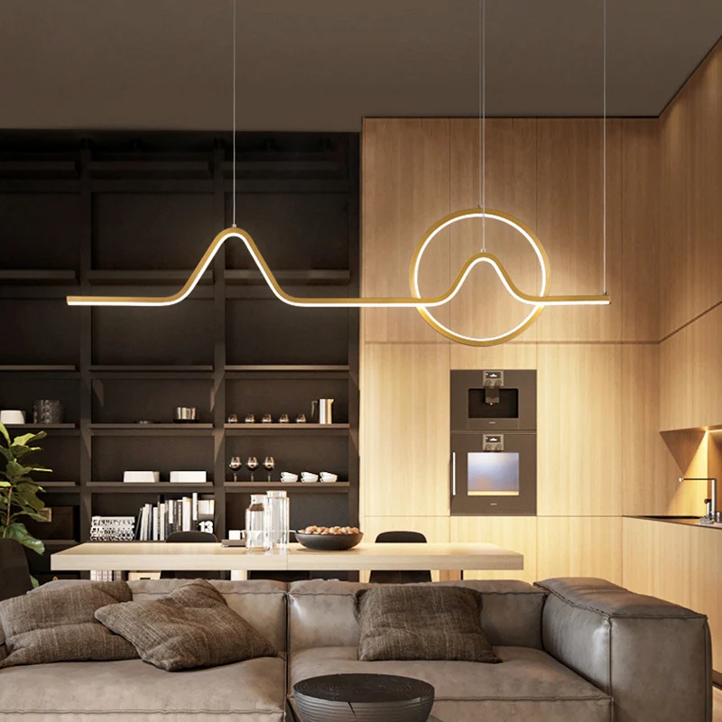 Minimalistische Curve Island-lamp, metalen hanglamp voor woonkamer Clearhalo