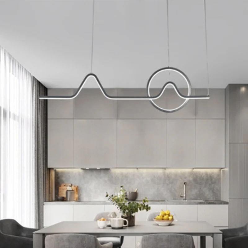 Minimalistische Curve Island-lamp, metalen hanglamp voor woonkamer Clearhalo