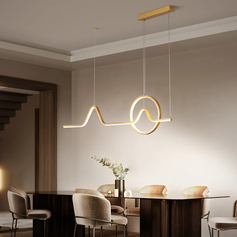 Minimalistische Curve Island-lamp, metalen hanglamp voor woonkamer Clearhalo