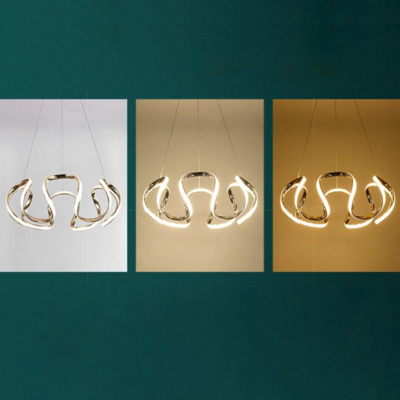 Minimalistische Curve Kroonluchter Hanglamp Metaal Slaapkamer LED Hanglamp goud Clearhalo