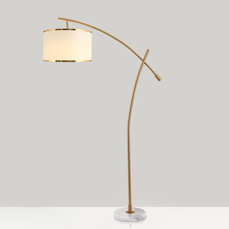Minimalistische Drum Staande Lichte 1-lichts stoffen vloerlamp met marmeren voet wit Clearhalo