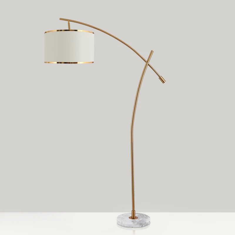 Minimalistische Drum Staande Lichte 1-lichts stoffen vloerlamp met marmeren voet wit Clearhalo