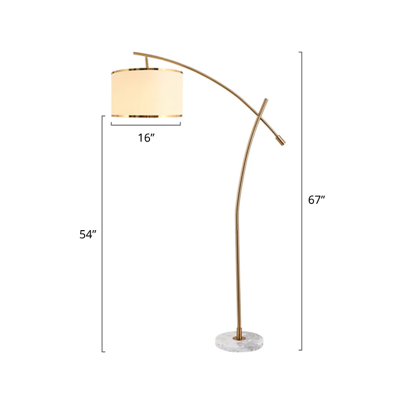 Minimalistische Drum Staande Lichte 1-lichts stoffen vloerlamp met marmeren voet wit Clearhalo