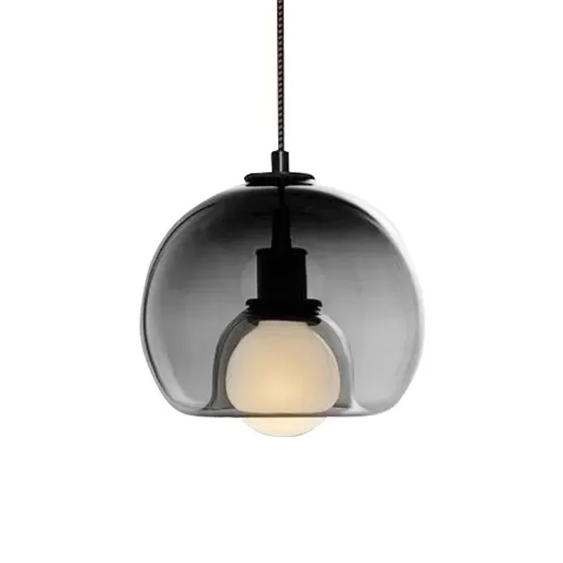 Minimalistische dubbele halfrond hanglamp rook/cognacglas 1-lichts eettafel plafond hanglamp Clearhalo