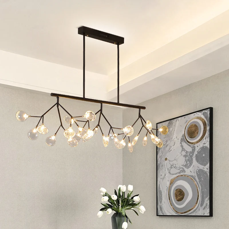 Minimalistische Firefly Island-lamp Glazen hangende verlichtingsarmatuur met 27 lampen de eetkamer Clearhalo