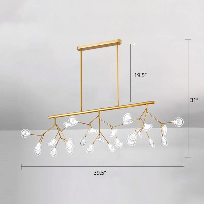 Minimalistische Firefly Island-lamp Glazen hangende verlichtingsarmatuur met 27 lampen de eetkamer Clearhalo