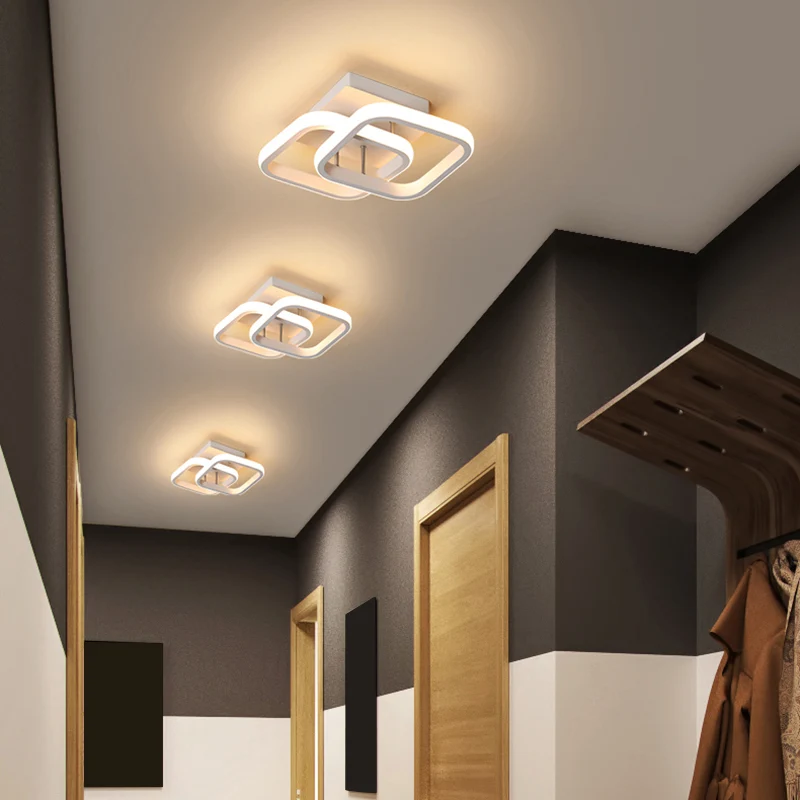 Minimalistische geometrische plafondmontagelamp Aluminium gang LED semi-inbouwmontage Clearhalo