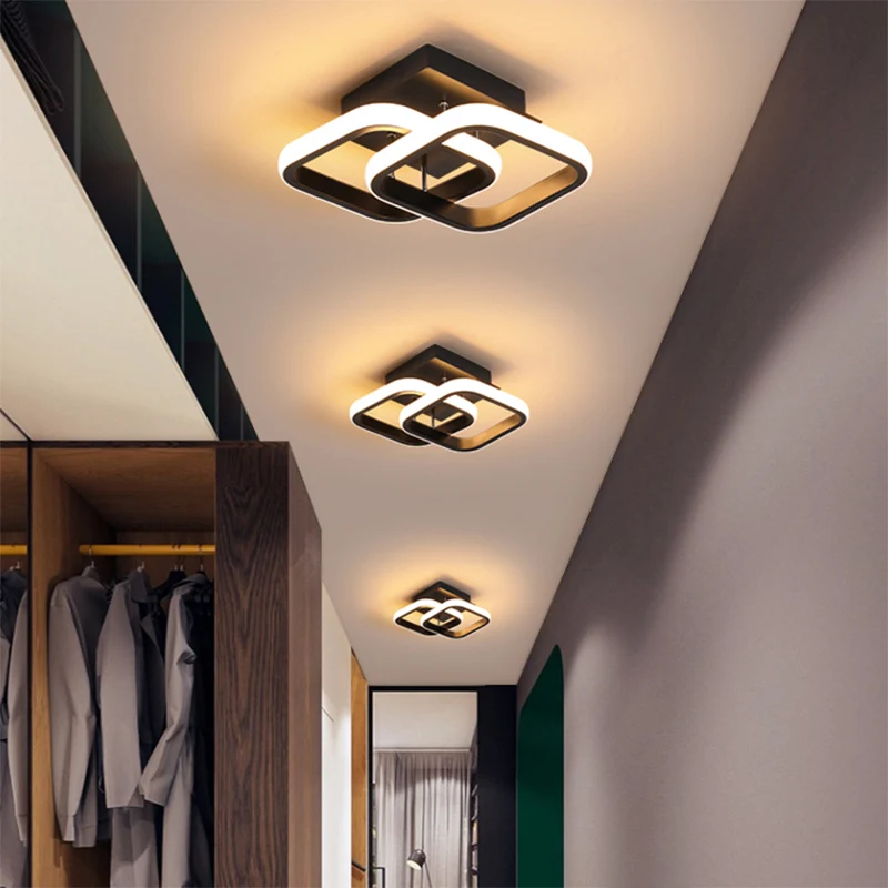 Minimalistische geometrische plafondmontagelamp Aluminium gang LED semi-inbouwmontage Clearhalo