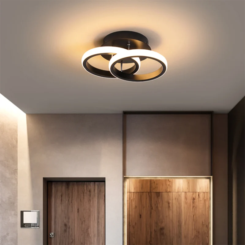 Minimalistische geometrische plafondmontagelamp Aluminium gang LED semi-inbouwmontage Clearhalo