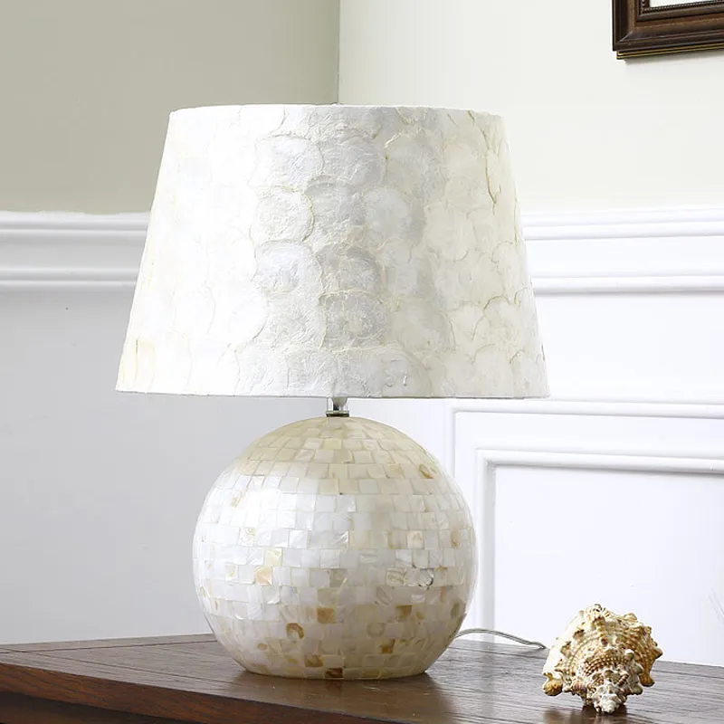 Minimalistische Globe en Drum tafellamp Shell-nachtlamp met één lamp wit Clearhalo