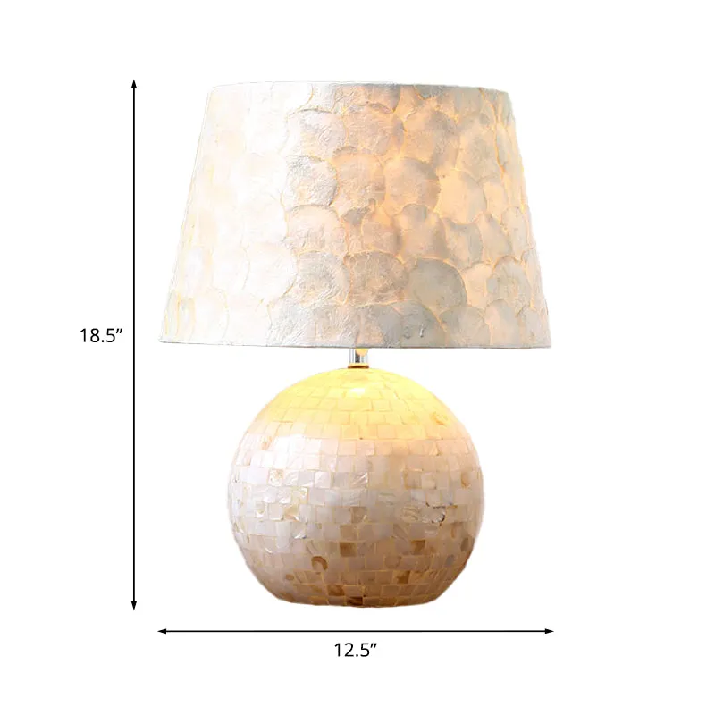 Minimalistische Globe en Drum tafellamp Shell-nachtlamp met één lamp wit Clearhalo