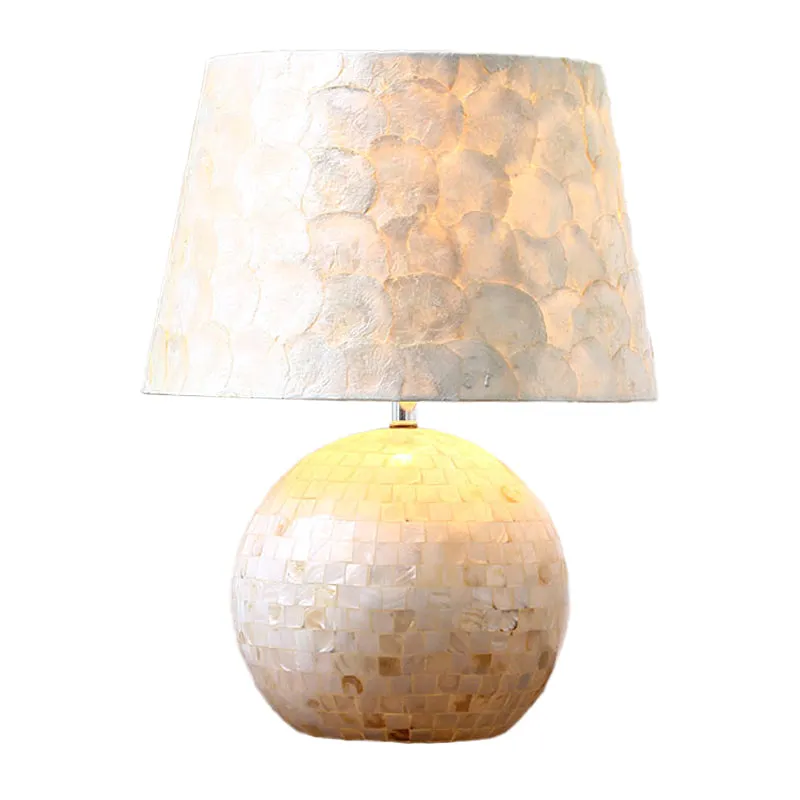 Minimalistische Globe en Drum tafellamp Shell-nachtlamp met één lamp wit Clearhalo