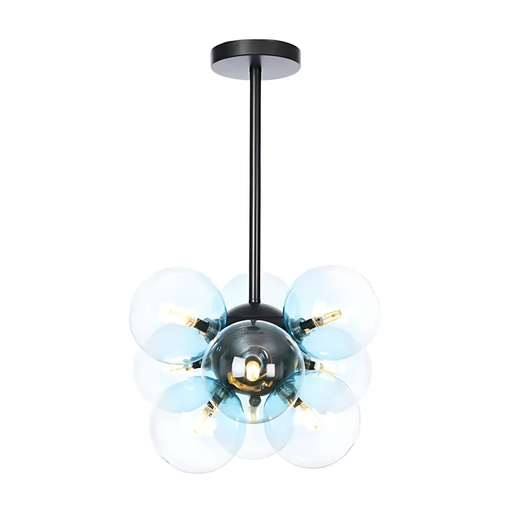 Minimalistische Globe semi-inbouwverlichting grijs/wit/rood glas 9-lichts woonkamerplafondlamp zwart/messing/chroom Clearhalo