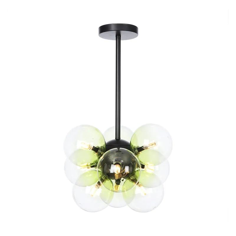 Minimalistische Globe semi-inbouwverlichting grijs/wit/rood glas 9-lichts woonkamerplafondlamp zwart/messing/chroom Clearhalo