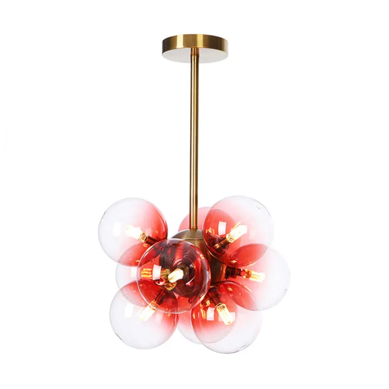 Minimalistische Globe semi-inbouwverlichting grijs/wit/rood glas 9-lichts woonkamerplafondlamp zwart/messing/chroom Clearhalo