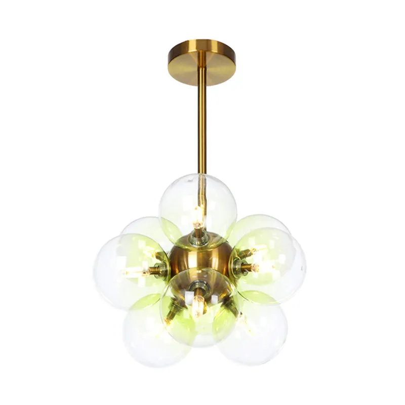 Minimalistische Globe semi-inbouwverlichting grijs/wit/rood glas 9-lichts woonkamerplafondlamp zwart/messing/chroom Clearhalo