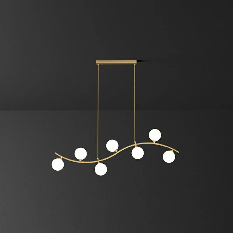 Minimalistische golvende plafondhanger Melkbal Glazen eetkamer Eilandverlichting goud Clearhalo