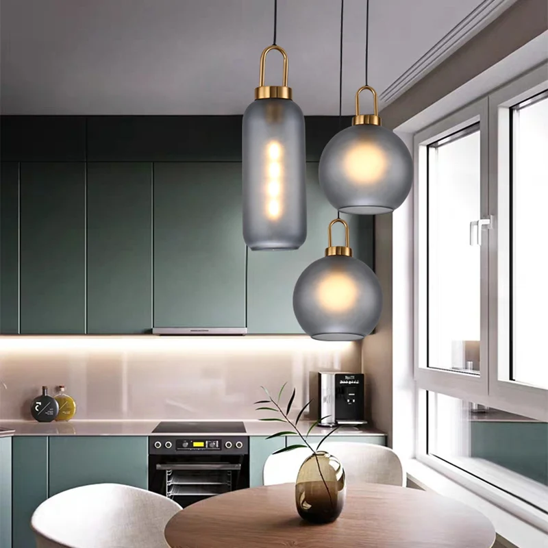 Minimalistische hanglamp met 1 kop eetkamer plafondlamp met bolvormige glazen kap Clearhalo
