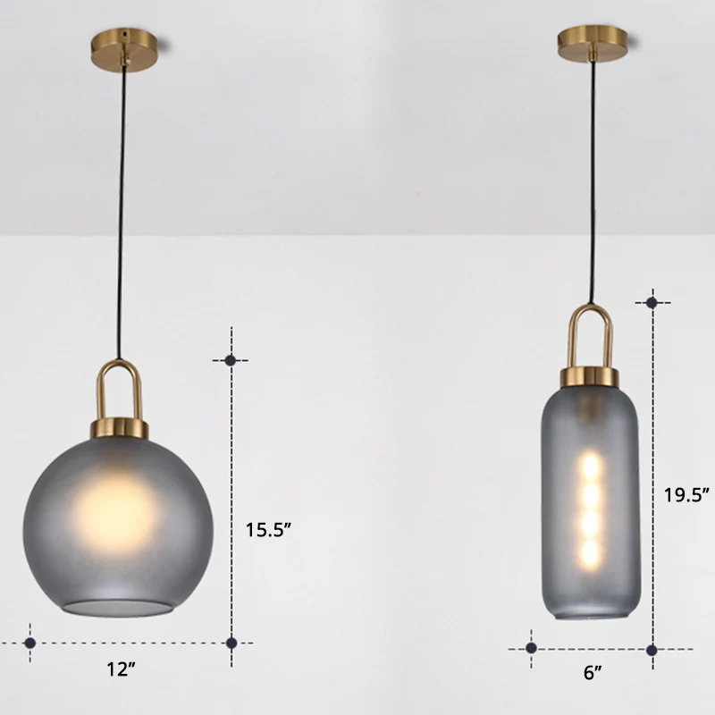 Minimalistische hanglamp met 1 kop eetkamer plafondlamp met bolvormige glazen kap Clearhalo