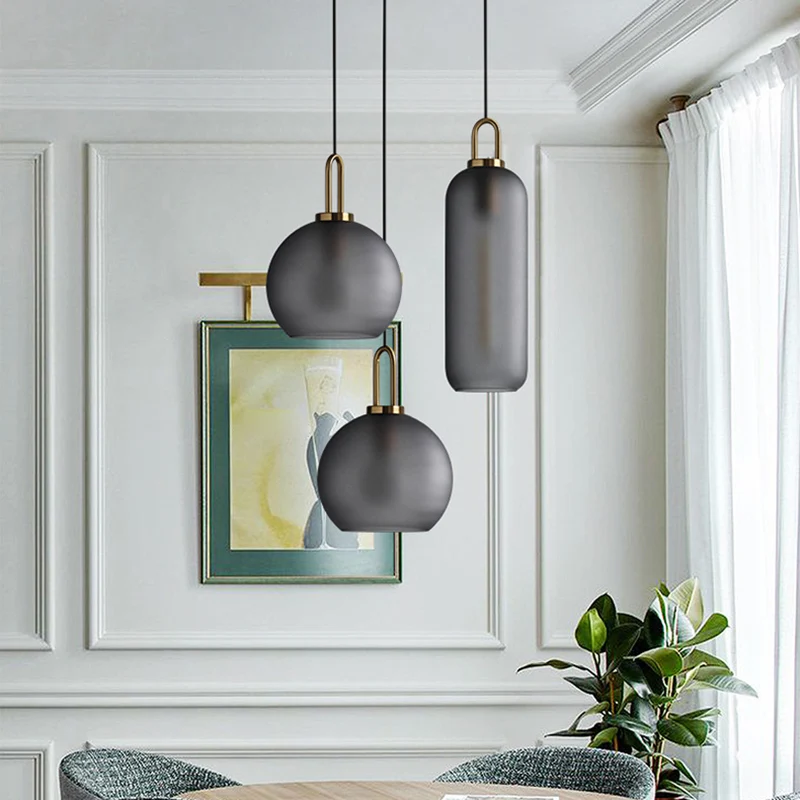 Minimalistische hanglamp met 1 kop eetkamer plafondlamp met bolvormige glazen kap Clearhalo