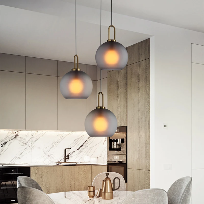 Minimalistische hanglamp met 1 kop eetkamer plafondlamp met bolvormige glazen kap Clearhalo