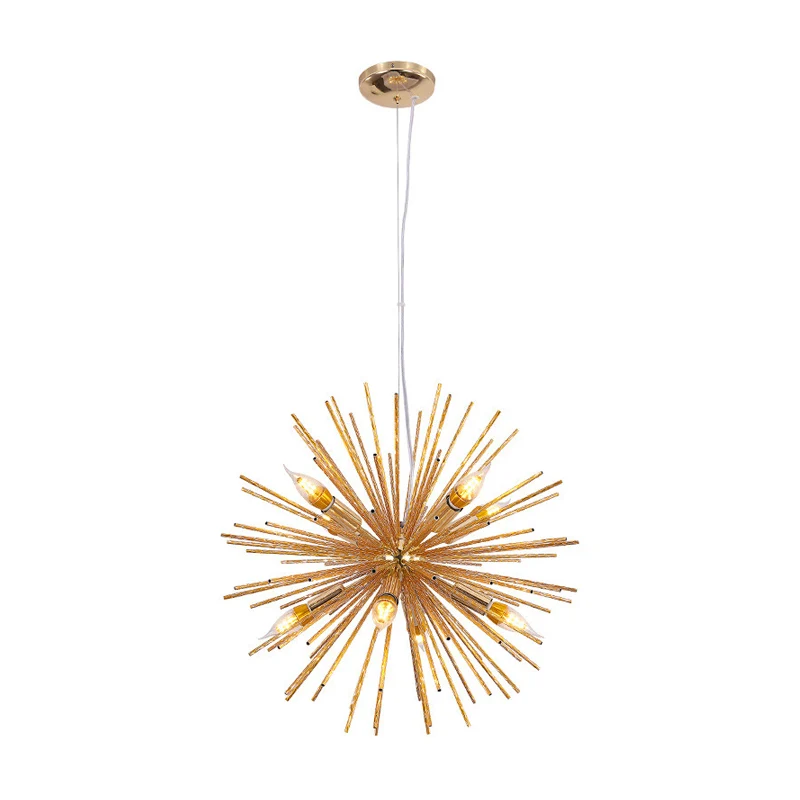 Minimalistische hanglamp van metaal, egelkroonluchter, woonkamer, met gesneden ontwerp Clearhalo