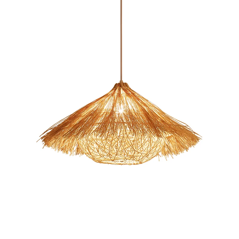 Minimalistische kegelvormige ophanglamp rotan 1-koppig hangend restaurantplafondlicht hout Clearhalo
