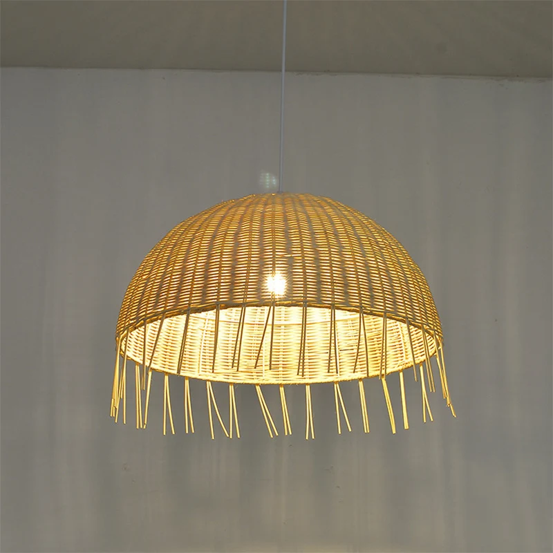 Minimalistische koepelophangverlichting Rotan 1-koppig restauranthangend plafondlicht hout Clearhalo