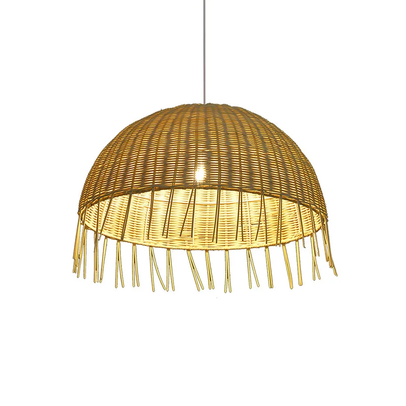 Minimalistische koepelophangverlichting Rotan 1-koppig restauranthangend plafondlicht hout Clearhalo