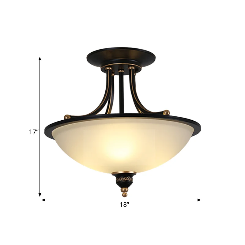 Minimalistische kom, semi-inbouwlamp, 3-lichts mat wit glazen plafondinbouwmontage zwart Clearhalo