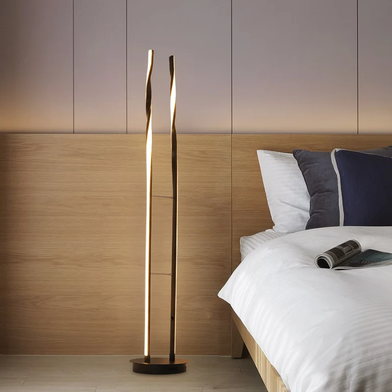 Minimalistische ladder staande lamp acryl LED slaapkamer leesvloerverlichting zwart, warm/wit/natuurlijk licht Clearhalo