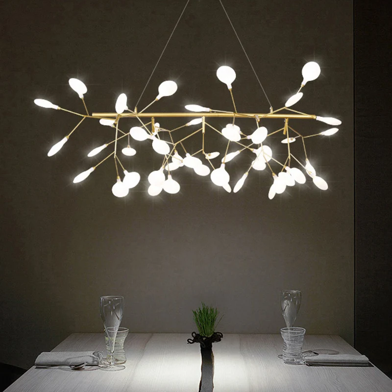 Minimalistische LED-hanglamp met boomtak, metalen eetkamereiland-plafondlamp goud Clearhalo