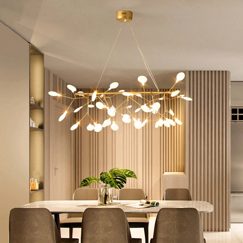 Minimalistische LED-hanglamp met boomtak, metalen eetkamereiland-plafondlamp goud Clearhalo