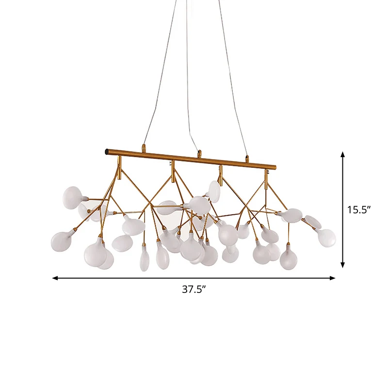 Minimalistische LED-hanglamp met boomtak, metalen eetkamereiland-plafondlamp goud Clearhalo