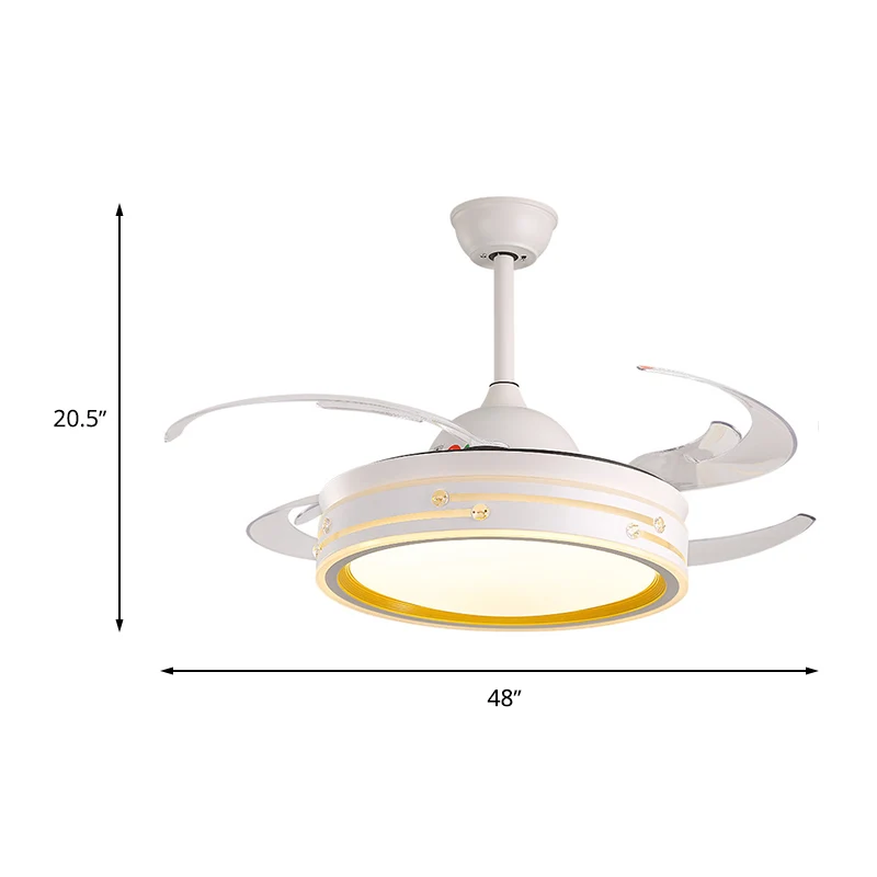 Minimalistische LED-plafondventilator Drumlicht Acryl witte inbouwlamp met schema-uitschakelontwerp Clearhalo