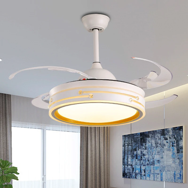 Minimalistische LED-plafondventilator Drumlicht Acryl witte inbouwlamp met schema-uitschakelontwerp Clearhalo