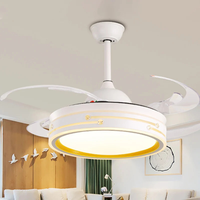 Minimalistische LED-plafondventilator Drumlicht Acryl witte inbouwlamp met schema-uitschakelontwerp Clearhalo