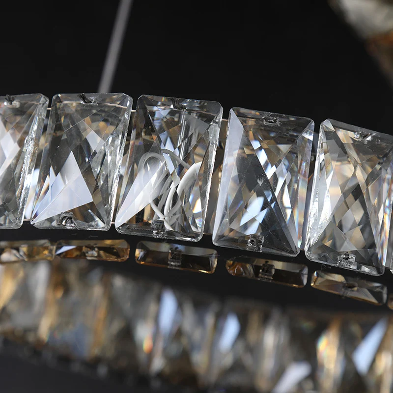 Minimalistische LED-ringkroonluchterlamp Kristal LED-woonkamerhanglamp zwart Clearhalo