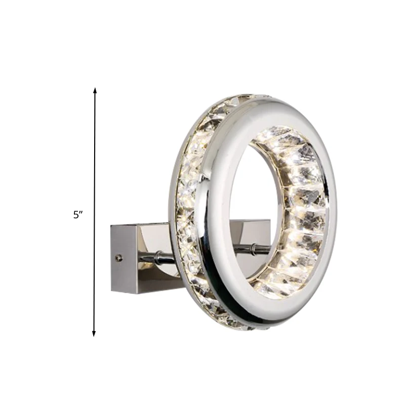 Minimalistische LED-sconce-lamp Nickle Circle-wandmontageverlichting met roestvrijstalen kap warm/wit licht Clearhalo