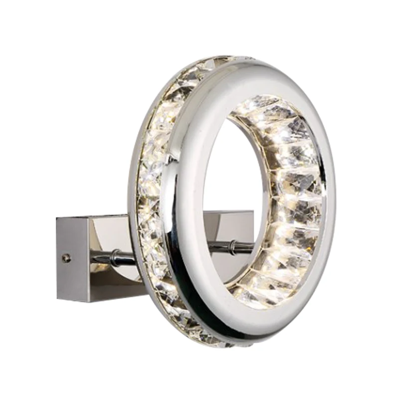 Minimalistische LED-sconce-lamp Nickle Circle-wandmontageverlichting met roestvrijstalen kap warm/wit licht Clearhalo